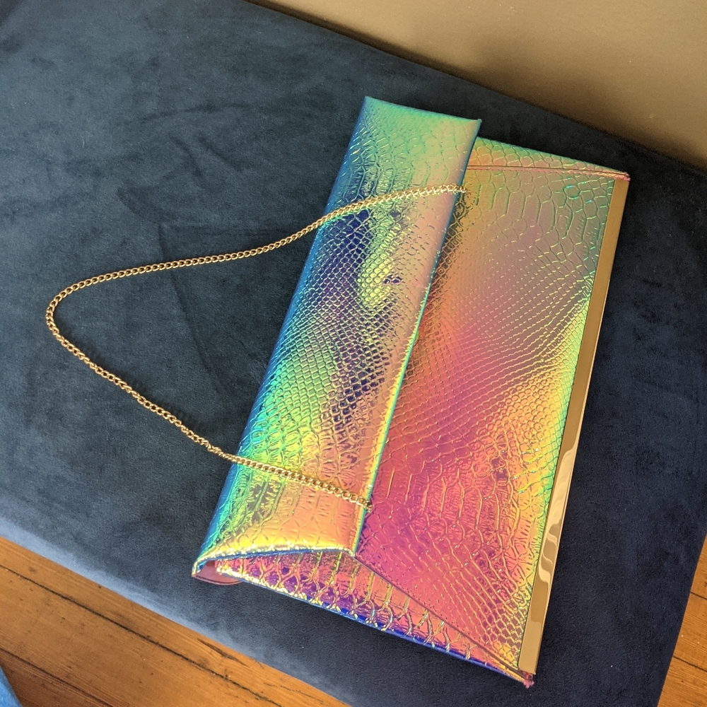 Cool iridescent oversized clutch